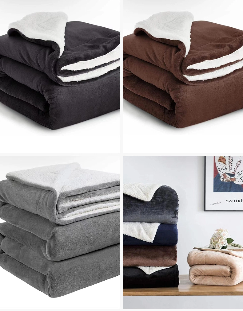 Sherpa Lamb Velvet Composite Blanket Plus Velvet Thickened Bedroom Blanket Bed Throw Office Nap Blanket