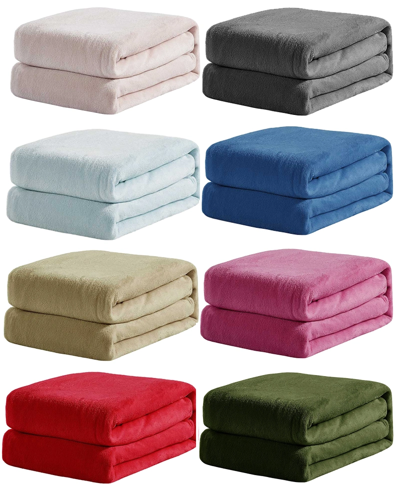 Microfiber Throw Fleece Bed Blanket Wholesale Cheap Solid Coral Flannel Blanket Winter Blanket