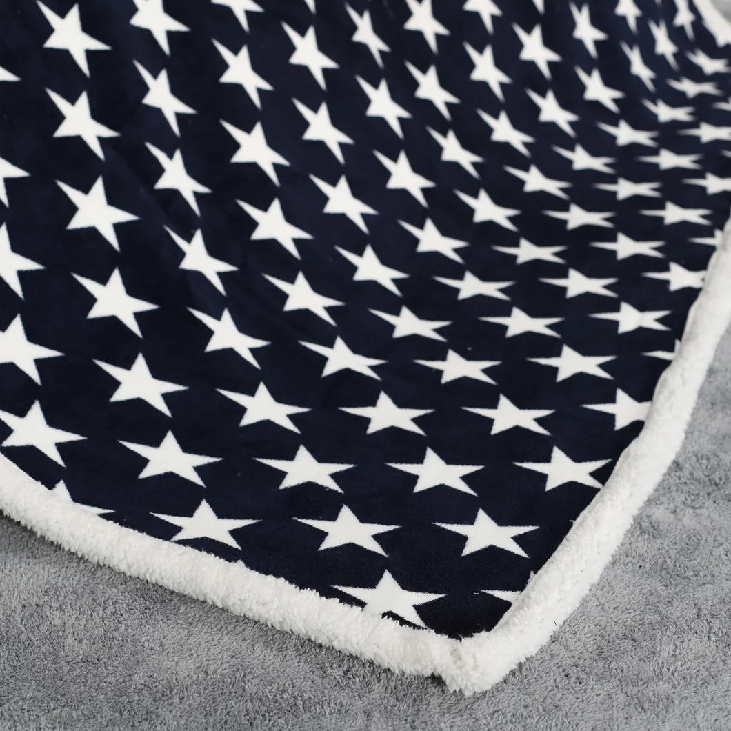 Wholesale China Factory 100% Polyester Luxury Super Warm Soft Micro Fiber Printed Flannel Coral Sherpa Throw Blanket for Travel Bedroom Baby Pattern